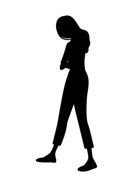 黑色剪影时尚可爱的年轻女孩图片下载
