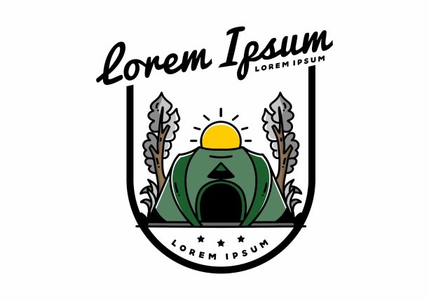 大弹出帐篷露营插图徽章设计图片下载