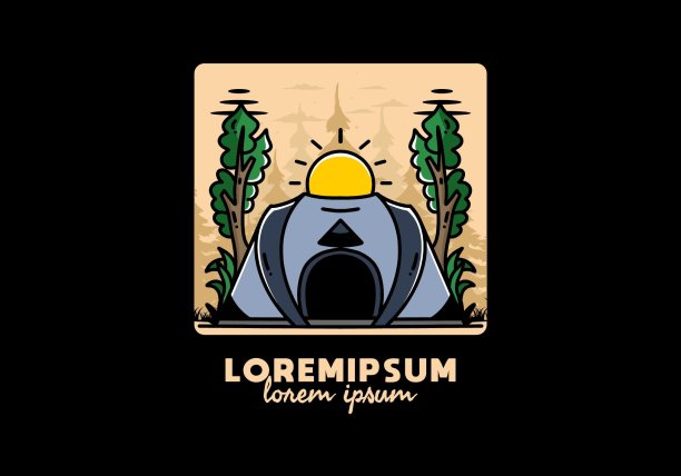 大弹出帐篷露营插图徽章设计图片下载