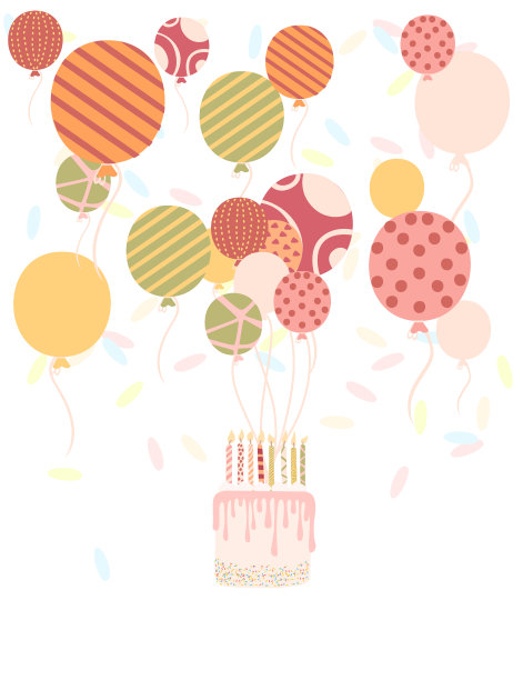 带有生日气球的广告传单设计图片下载