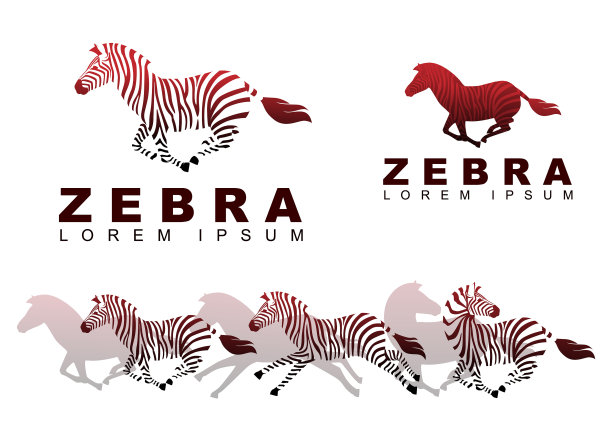 套斑马剪影标志平孤立上图片下载