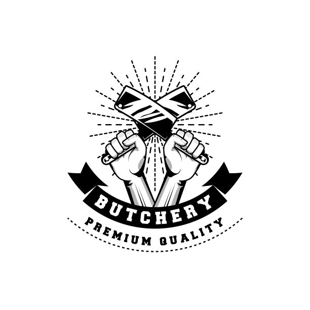 屠夫标志设计模板质朴复古复古风格图片下载