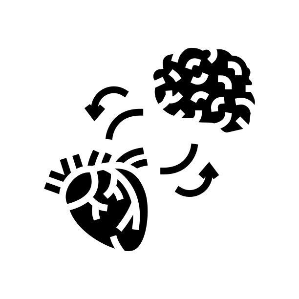 压力反射心脑字形图标矢量插图图片下载