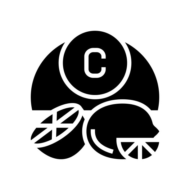 维生素C柑橘字形图标矢量插图图片下载