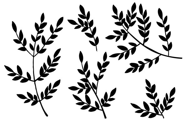 黑色剪影组手绘树枝图片下载