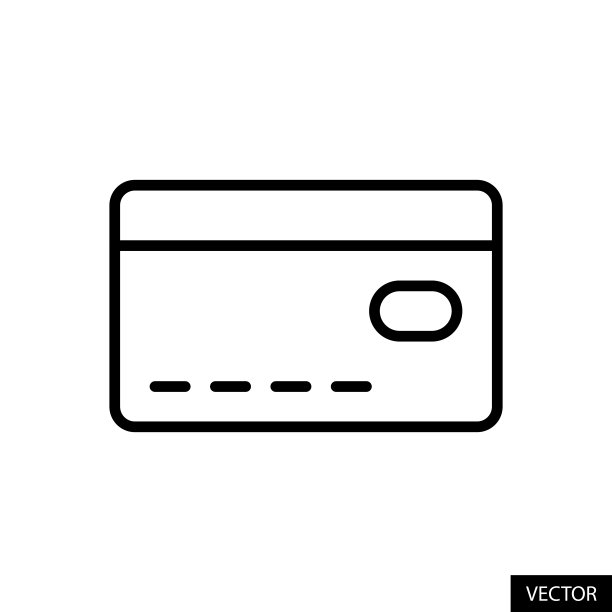 信用卡，借记卡，ATM卡，支付使用信用卡概念矢量图标在线条风格的设计孤立在白色背景。可编辑的中风。图片下载