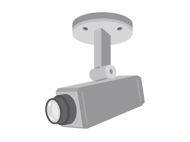 正在拍摄的安全摄像机的插图。图片下载