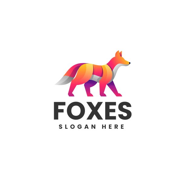 矢量插图狐狸渐变彩色风格。图片下载