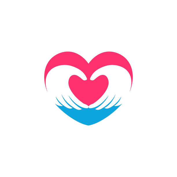 爱心关怀标志设计模板。手与爱的形状插图图片下载