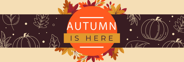 为秋天庆祝向量插图设置的平坦的水平横幅。图片下载