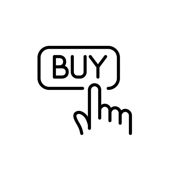 手指点击单词购买按钮。像素完美，可编辑的笔画线图标图片下载