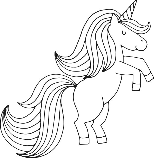 跳跃的独角兽儿童涂色书魔法图片下载