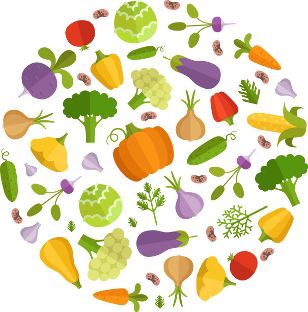蔬菜无缝图案在圆形图片下载