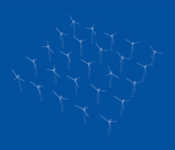 风力涡轮机的3d渲染图片下载