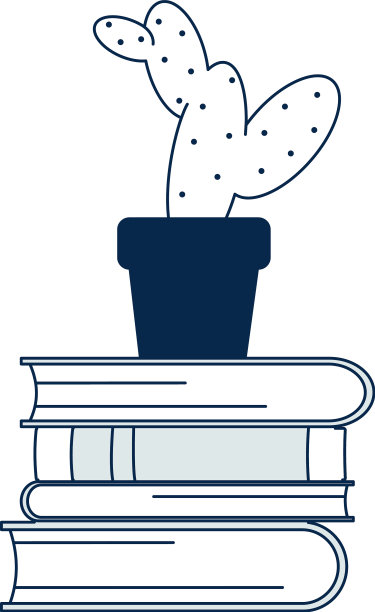 书堆与仙人掌花盆屋装饰图标图片下载