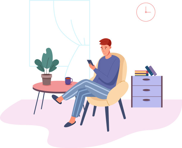 坐在室内用智能手机的男人图片下载