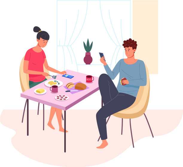 夫妻吃饭和使用小工具家庭社交图片下载