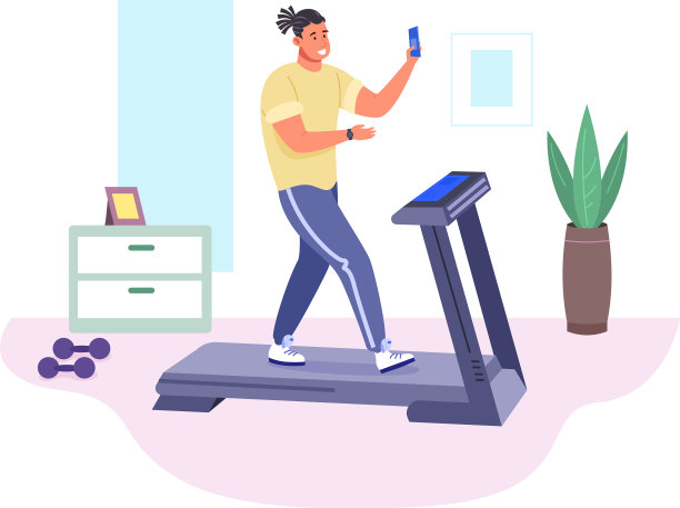 男人用智能手机玩跑步机社交媒体图片下载