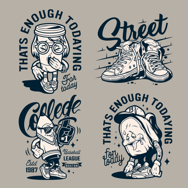 复古学院单色标签图片下载