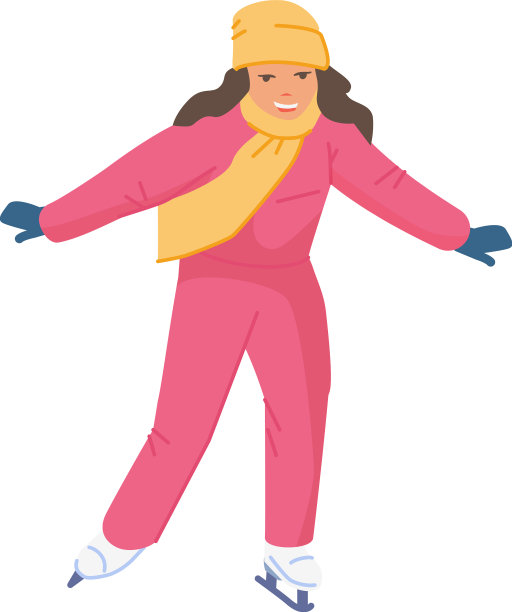 小女孩滑冰孩子冬天的乐趣图片下载