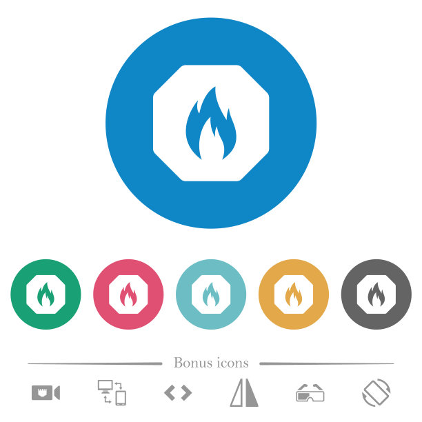 八角形天然气制裁标志实心平圆形图标图片下载