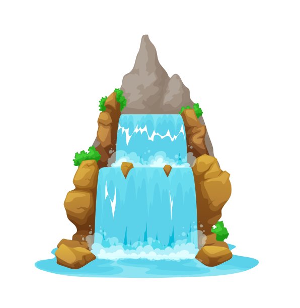 卡通瀑布，孤山流水瀑布图片下载