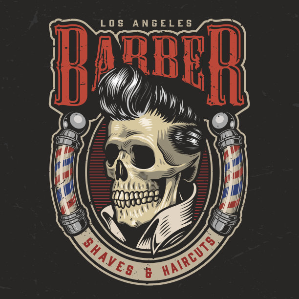 彩色理发店圆形标志图片下载