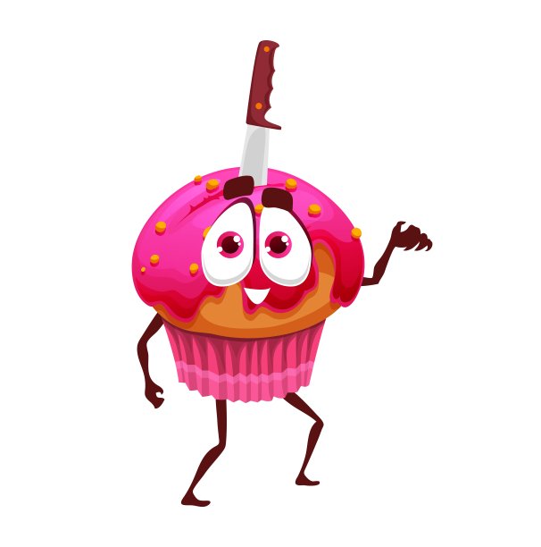 卡通万圣节纸杯蛋糕与刀向量糖果图片下载