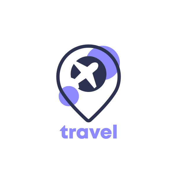 飞机与图钉标记Logo设计图片下载