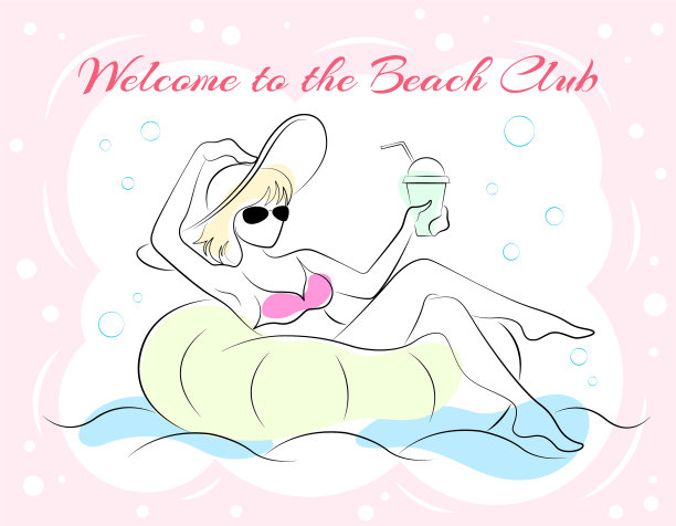 一个戴着帽子，充气帽上有鸡尾酒的女孩图片下载