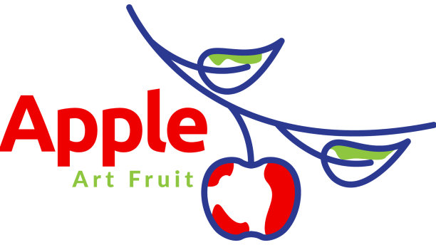 线条多彩抽象红枝苹果标志图片下载