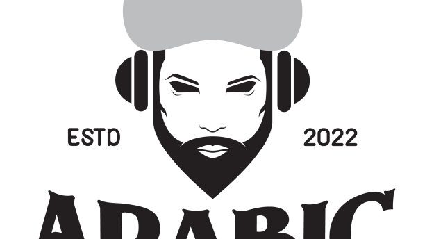 阿拉伯人与耳机音乐标志设计图形图片下载