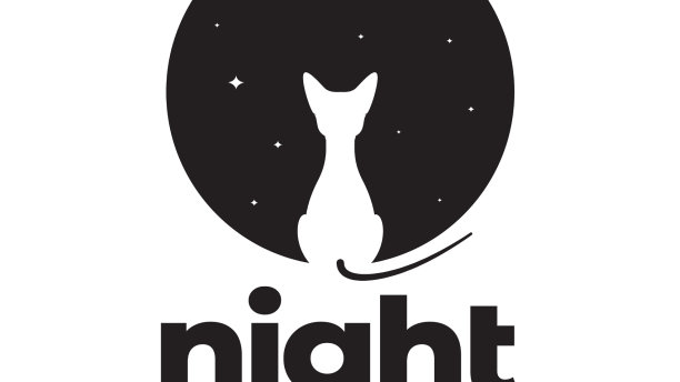 负空间夜猫标志设计图形图片下载