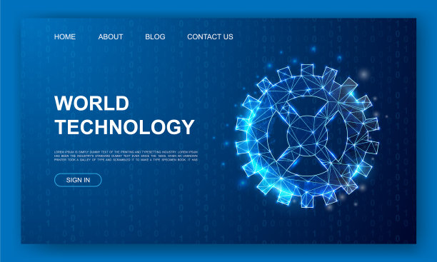 齿轮三维多边形网站模板技术图片下载