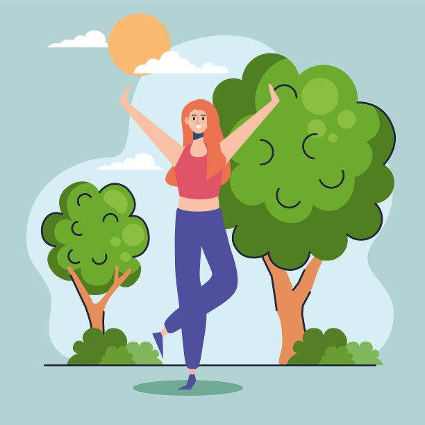 女子在景观中练习图片下载