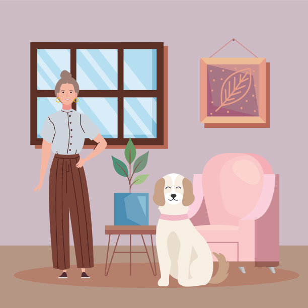 老妇模特与狗图片下载