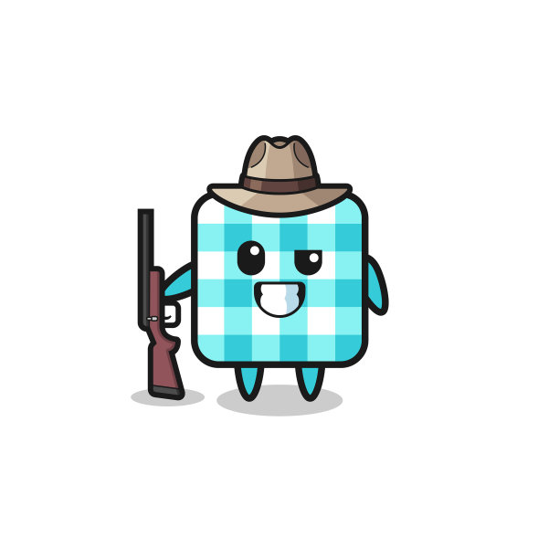 格子桌布猎人吉祥物拿着枪图片下载