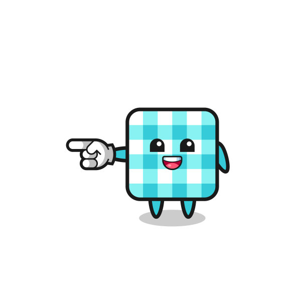 方格桌布卡通指向左边图片下载