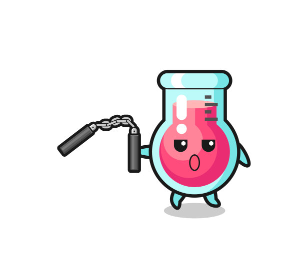 实验室烧杯使用双节棍的漫画图片下载