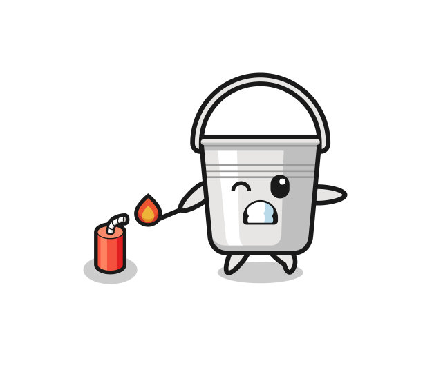 金属桶吉祥物玩鞭炮图片下载