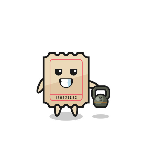 门票吉祥物在体育馆举壶铃图片下载