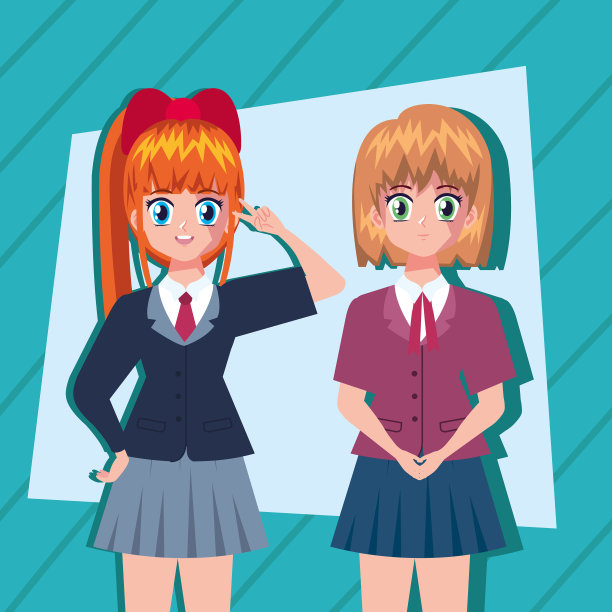 木制背景的动漫女孩图片下载