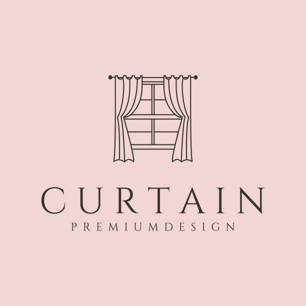 窗帘优质线艺术标志标志设计图片下载