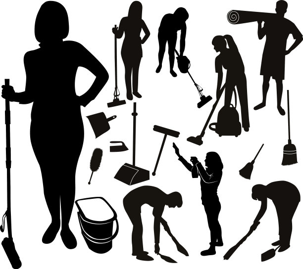 收集剪影清洁房间图片下载