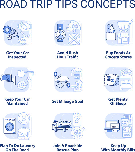 公路旅行提示浅蓝色概念图标设置图片下载