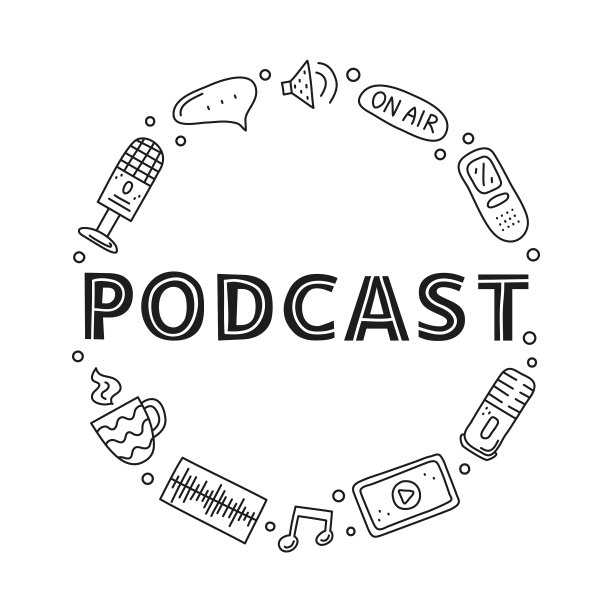 在圆圈中涂鸦轮廓播客图标图片下载