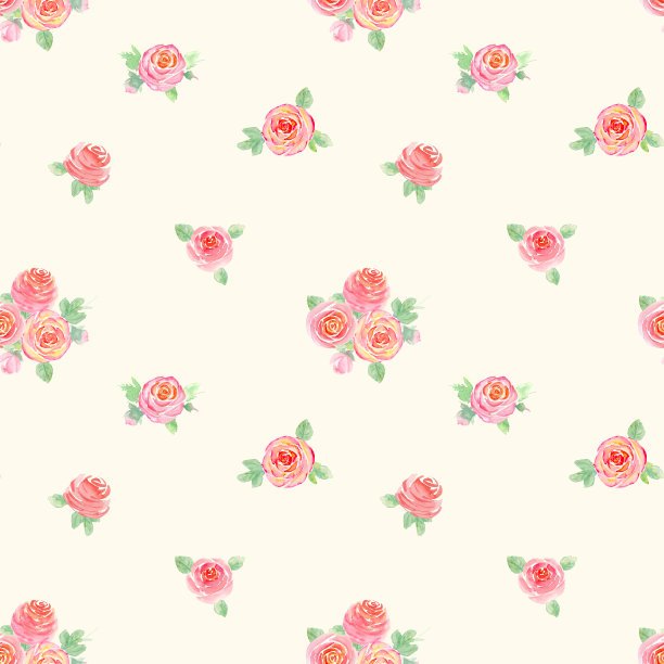 水彩的玫瑰花朵。美丽的花朵无缝图案。图片下载