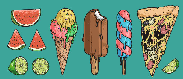 海滩美食集徽缤纷图片下载