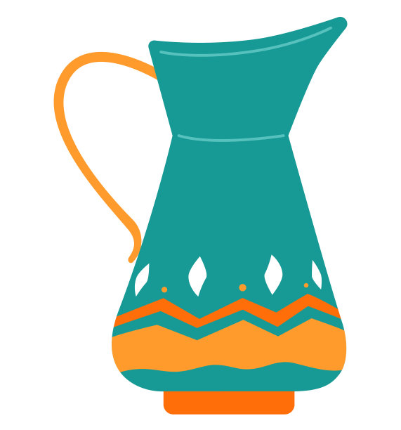 陶土彩绘壶-扁平设计风格单一图片下载