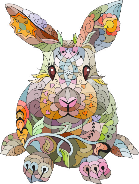 春兔上色页作装饰图片下载